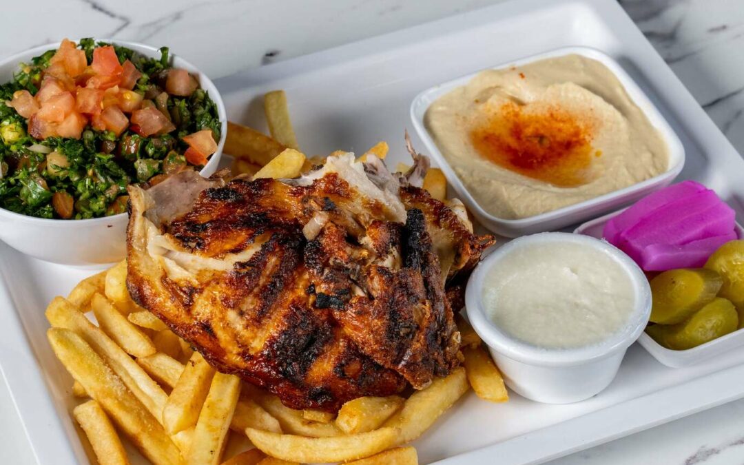 Quarter Chicken with Chips, Hommus & Tabouli